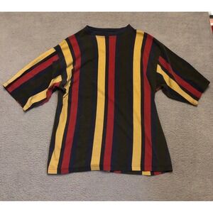 Vtg 90s Free Fall Vertical Stripe Shirt Mens Medium L Skater Retro Boxy Socer